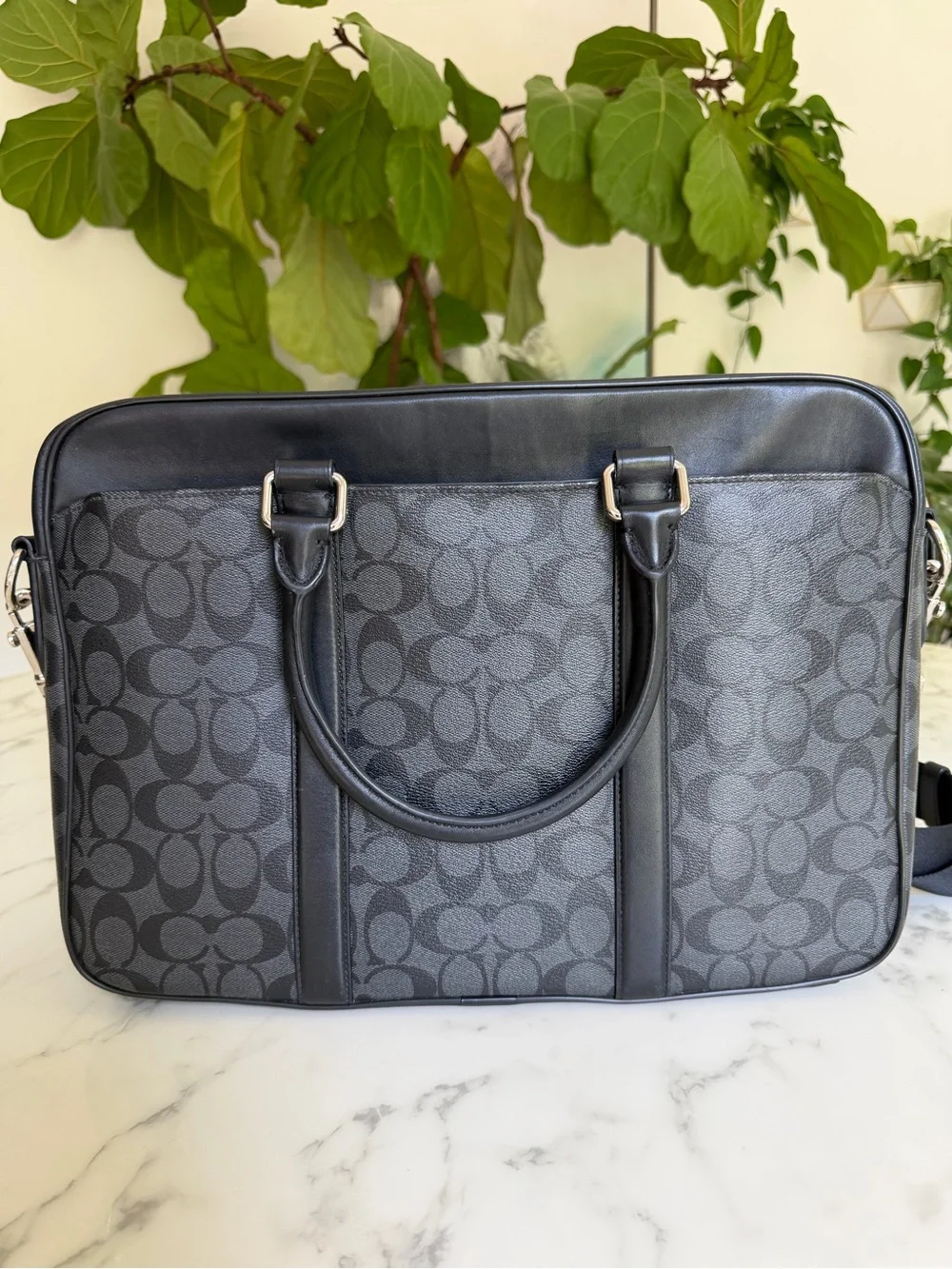 COACH Perry Slim Brief In Signature Canvas Laptop Shoulder Crossbody Bag F54803